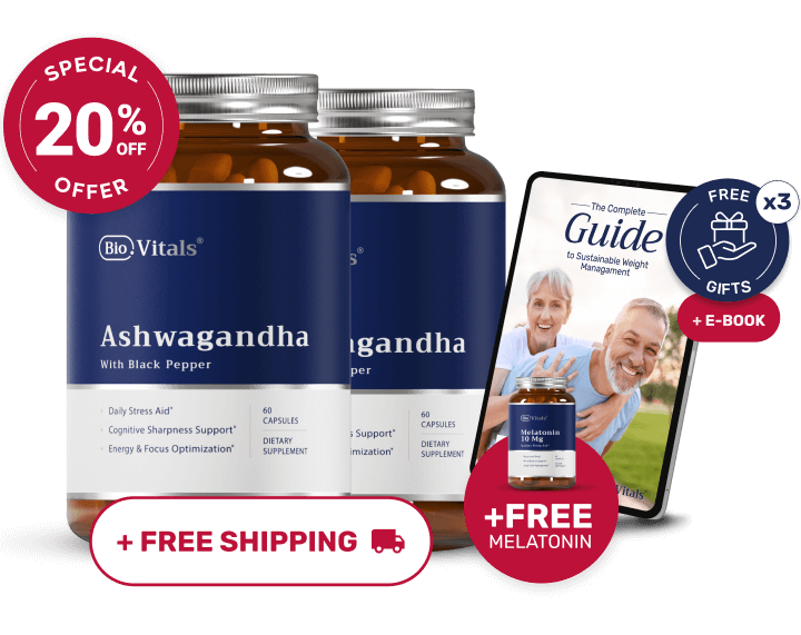 Two bottles of melatonin with promotional offers and a guidebook.