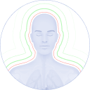 Illustration of a human head with closed eyes and colored outlines.