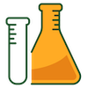 Illustration of a test tube and an Erlenmeyer flask.