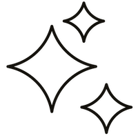 Three overlapping black sparkle icons on a transparent background.