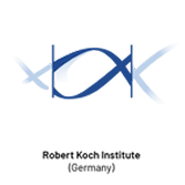 Blue and gray abstract spiral design on a white background.