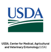 USDA logo with blue letters and green landscape design.
