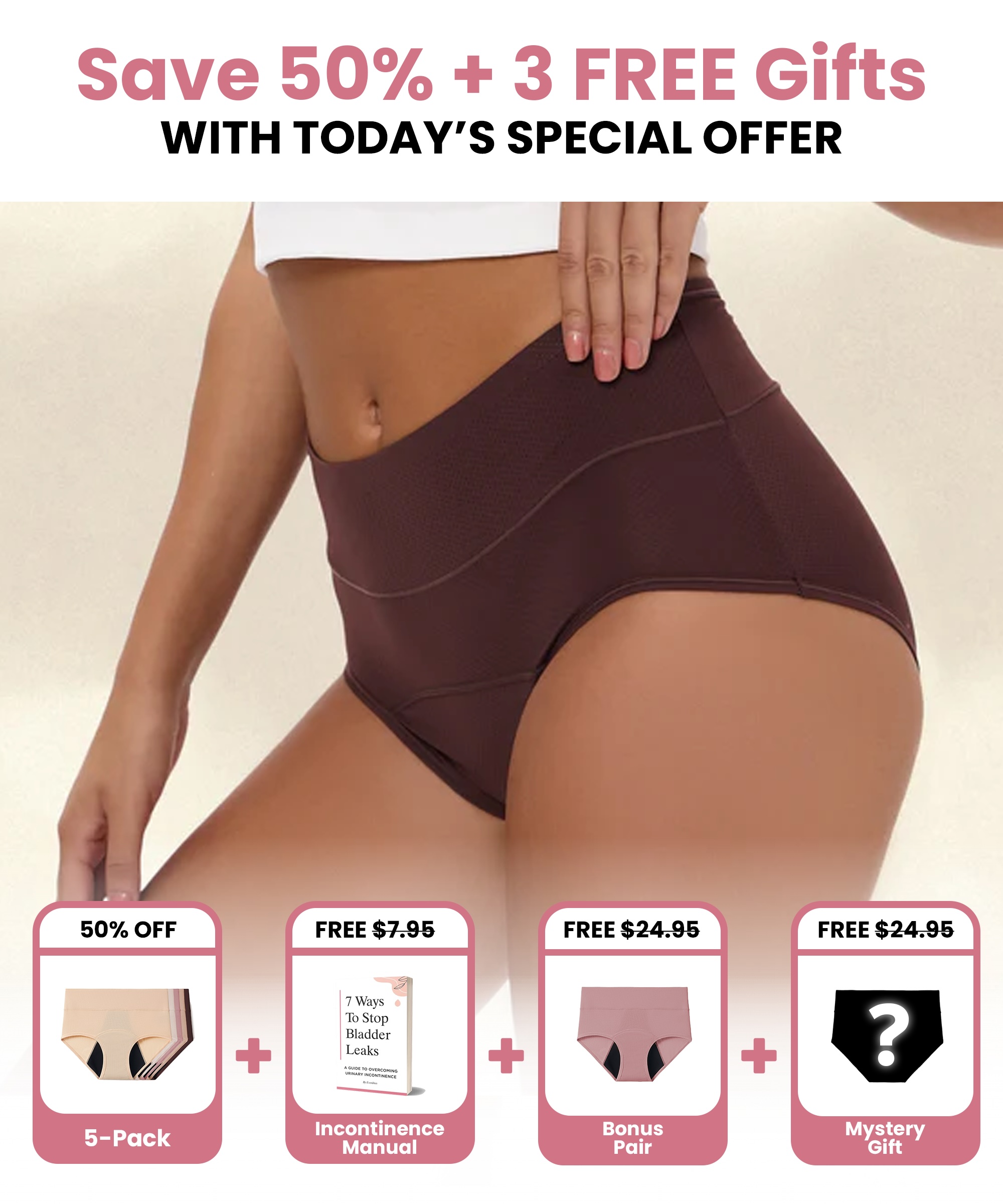 Comfort Plus Leakproof Underwear (Black 10-Pack)