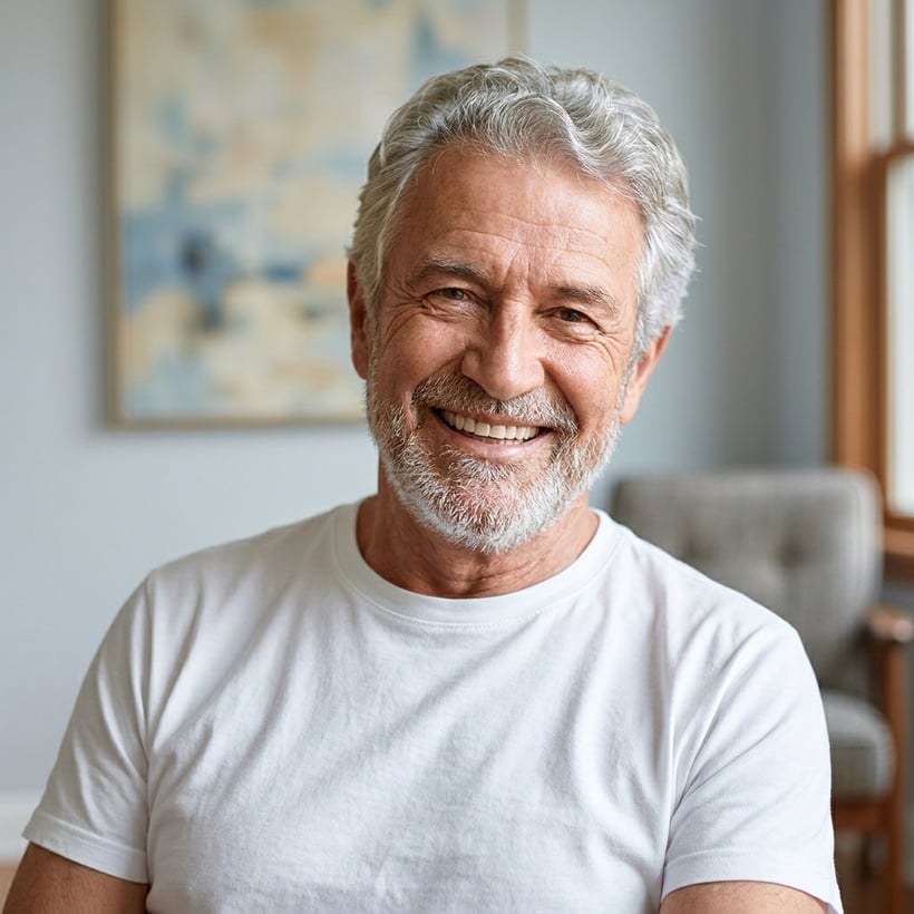 Homem sorridente, cliente Everdries