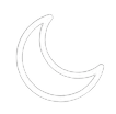 White crescent moon on a black background.