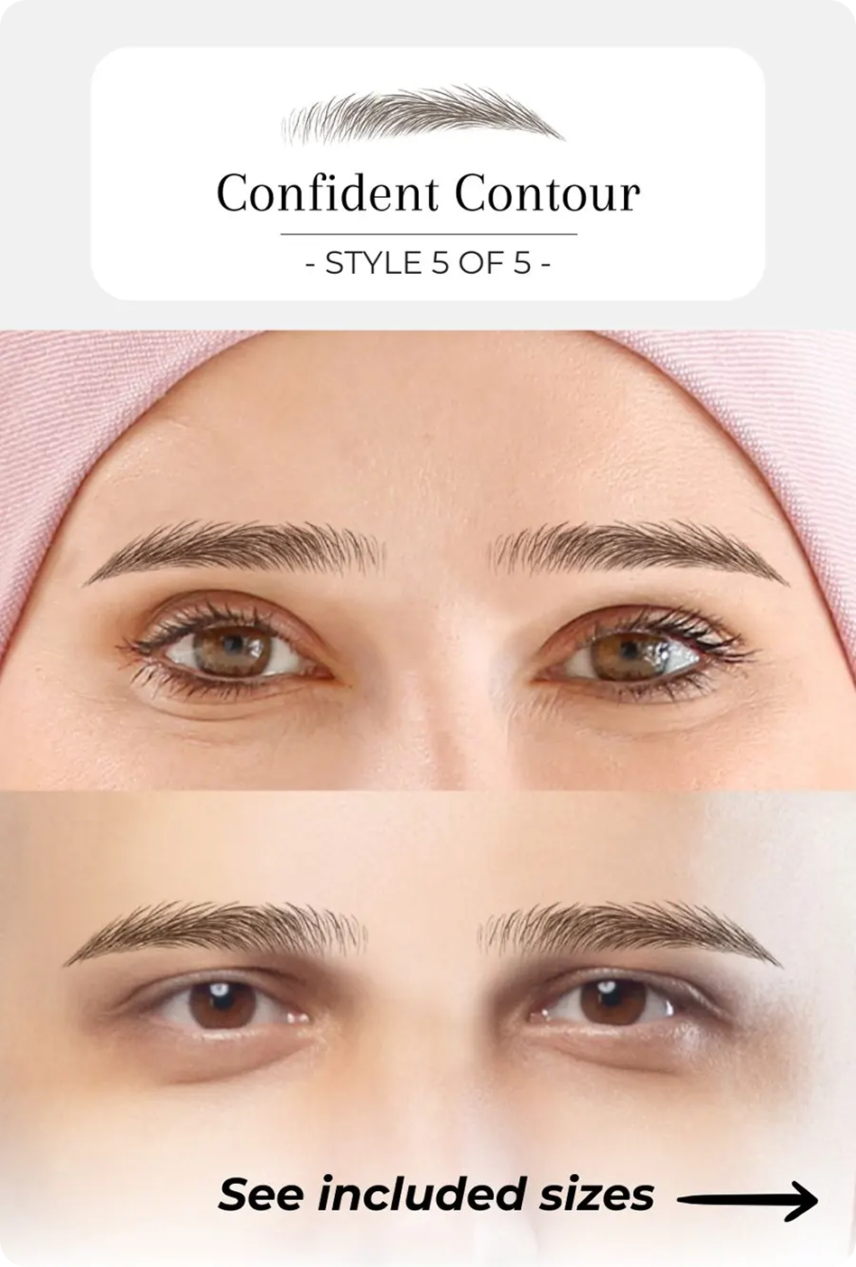 Close-up of two pairs of eyes with detailed eyebrows.