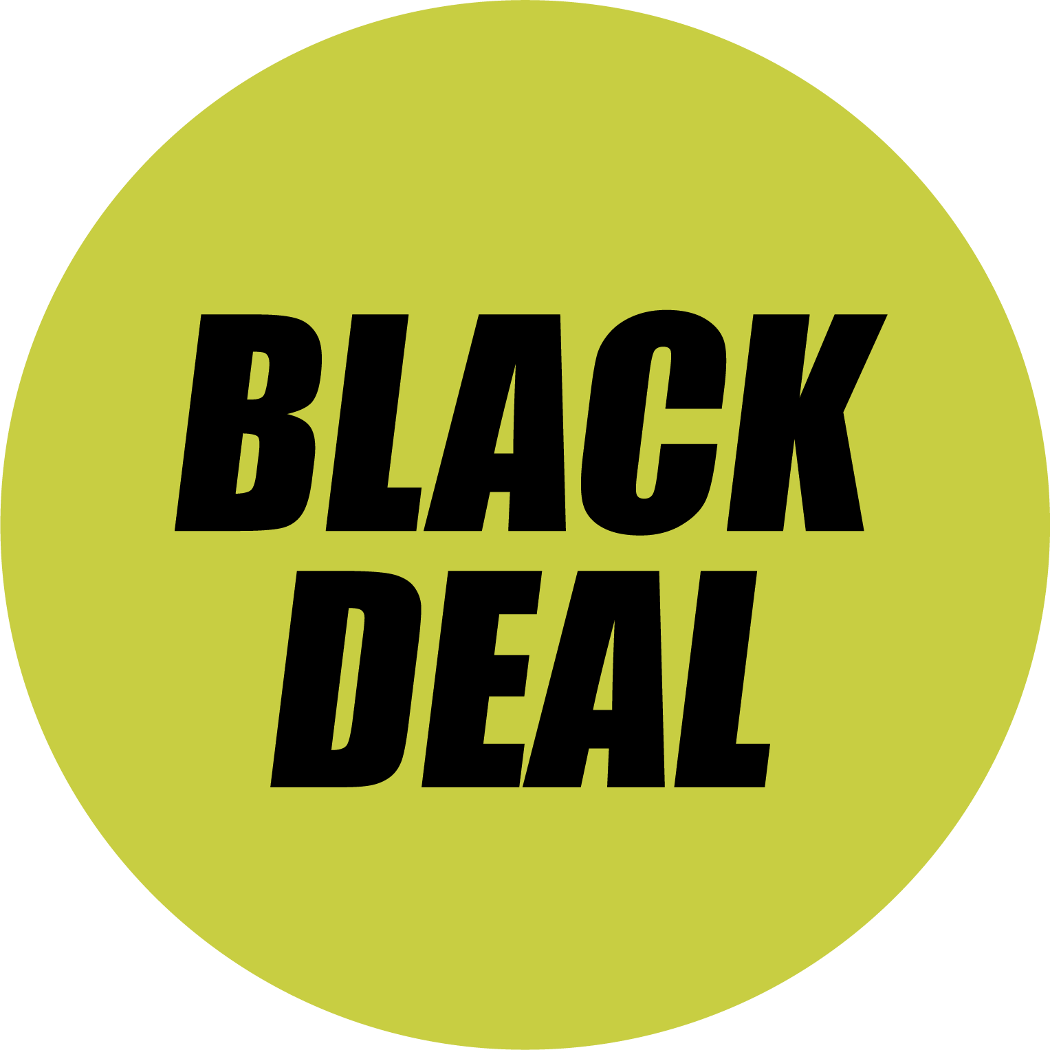 Text 'BLACK DEAL' on a green circle.