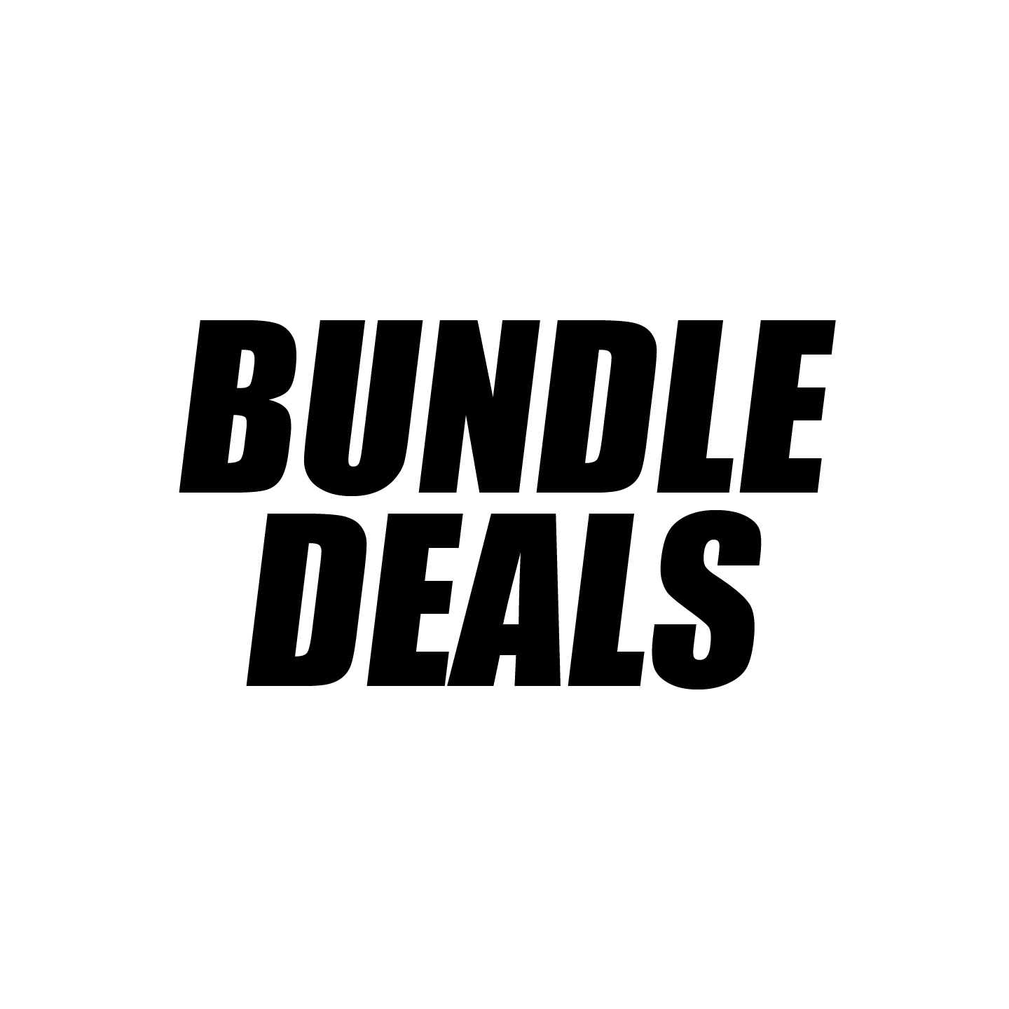 Bold black text reading 'BUNDLE DEALS' on a white background.
