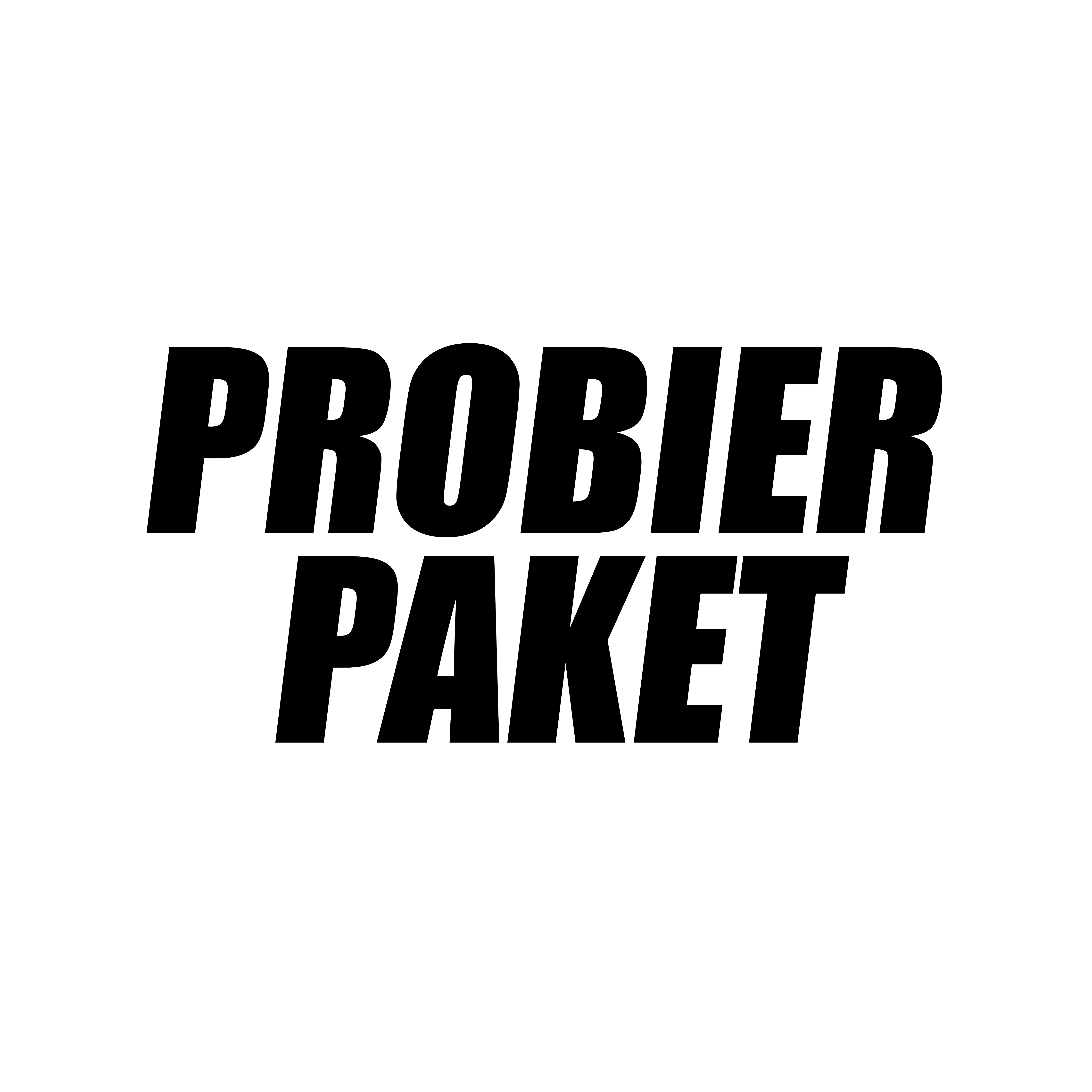 Text reading 'PROBIER PAKET' in bold letters on green background.