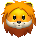 Lion face emoji with orange mane and yellow ears.