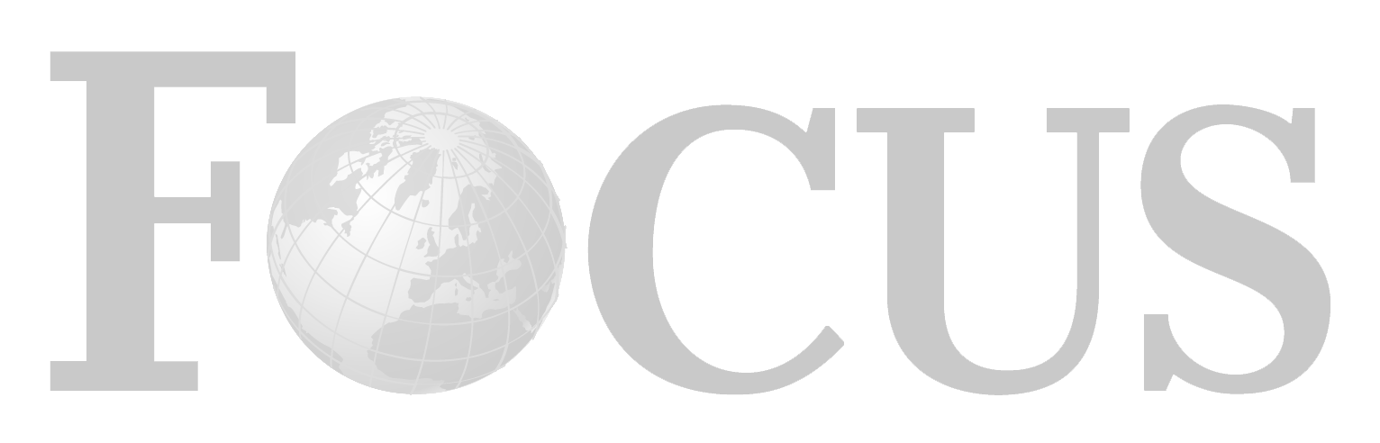 The word 'FOCUS' with a globe replacing the letter 'O'.