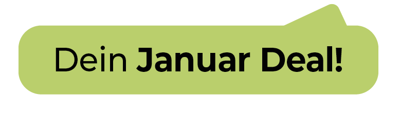 Green speech bubble with text 'Dein Januar Deal!'