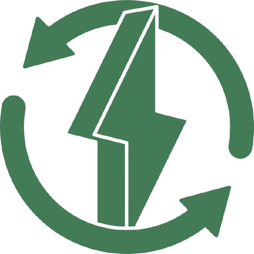 Green lightning bolt with circular arrows around it.