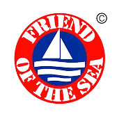 The 'Friend of the Sea' logo, featuring a sailboat on waves inside a red and blue circle.