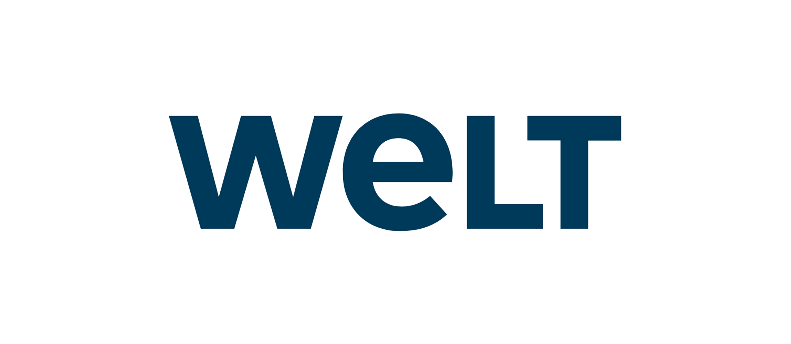 Logo with the word 'WELT' in bold, dark blue letters on a white background.