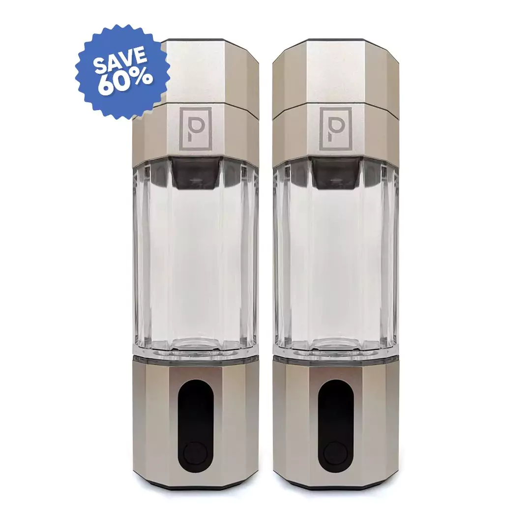 Two identical water bottles with a 60% discount label.