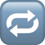 A blue-grey rounded square icon with two white arrows forming a circular, repeating pattern.
