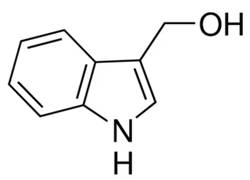 Chemical structure of a compound with a benzene ring and hydroxyl group.