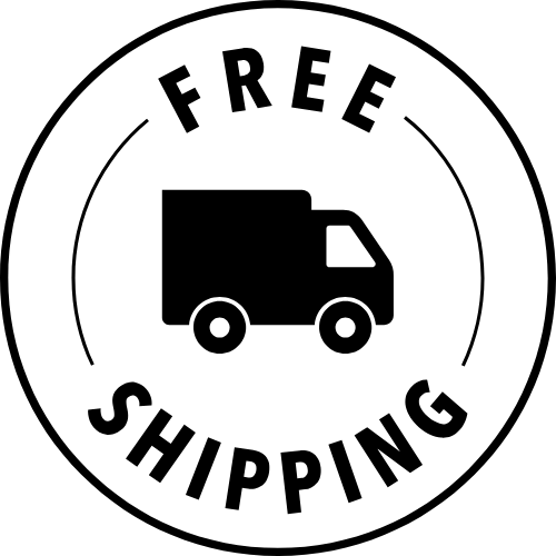 Black truck icon with 'Free Shipping' text in a circular design.