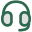 A simple green icon of a headset with a microphone.