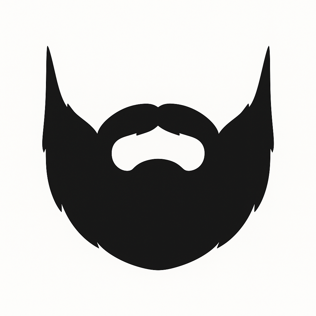 Black silhouette of a stylized beard.