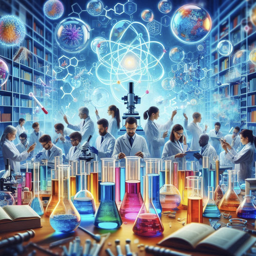 Elderly man in a suit holding a test tube in a laboratory setting.