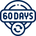 A pixelated blue icon with the text '60 DAYS' and a circular arrow symbol underneath.