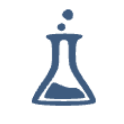 Simple line drawing of a laboratory flask with liquid inside.