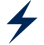 A dark blue lightning bolt icon on a black background.