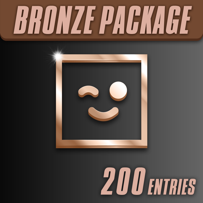 Bronze package graphic with 200 entries and a smiling face icon.