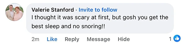 Screenshot of a social media comment about sleep and snoring.