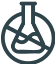 Icon of a crossed-out chemistry flask in a circle.