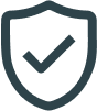 A dark blue shield icon with a checkmark in the center.