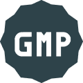 Hexagonal badge with 'GMP' text inside.