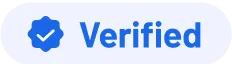 A blue verification badge with a checkmark, next to the word 'Verified' in blue text.