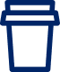 Blue outline of a coffee cup on a white background.