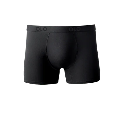 Black boxer briefs with a logo waistband.