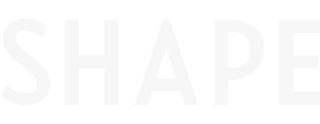 White text 'SHAPE' on a black background.
