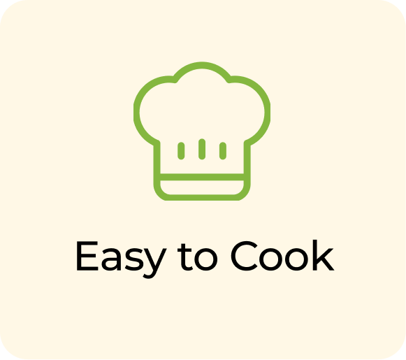 Green chef hat icon with 'Easy to Cook' text below.