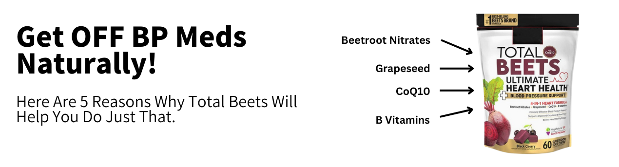 Total Beets supplement packaging with ingredients for heart health support.