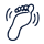 An icon showing the outline of a foot with vibration lines.