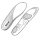 A pair of white shoe insoles, one shown top-down and the other showing the underside.