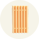 Wooden xylophone with six keys on a round, light background.