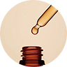Dropper releasing liquid into a brown bottle against a light background.
