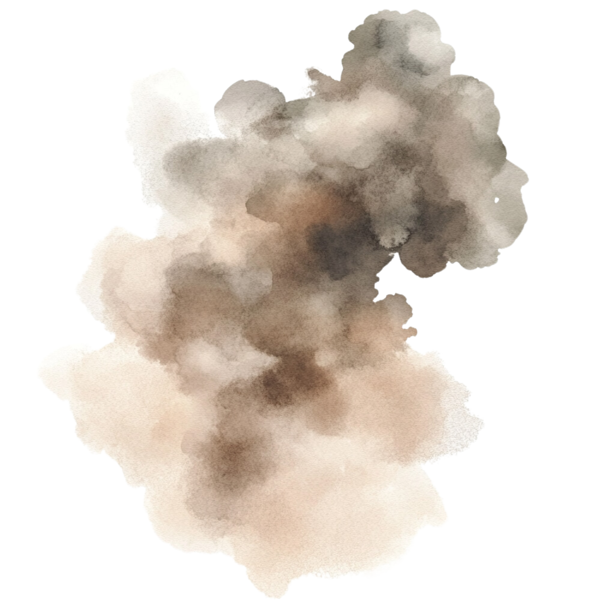 Abstract watercolor painting with brown and gray tones.