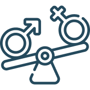 Icon of gender symbols balanced on a scales.