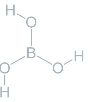 Chemical structure diagram of boric acid molecule.