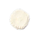A small round white capsule or pill on a black background.