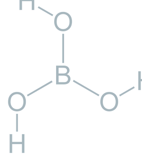 Chemical structure diagram with boron, oxygen, and hydrogen atoms.