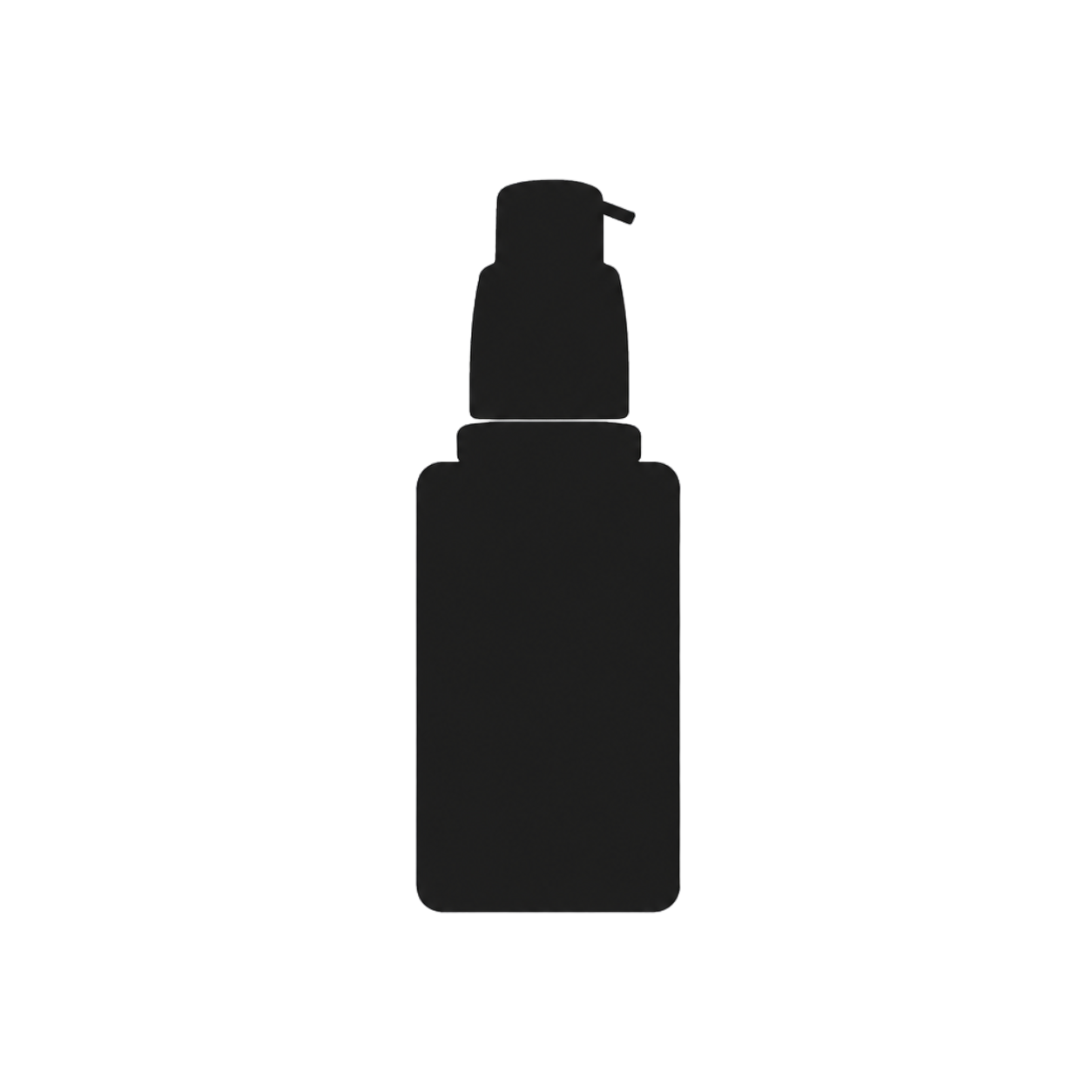 A black silhouette icon of a pump bottle on a white background.